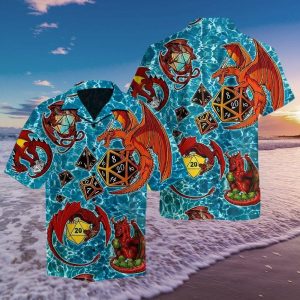 Dungeon Dragon Blue Nice Design Hawaiian Shirt- For men and women - Fanshubus