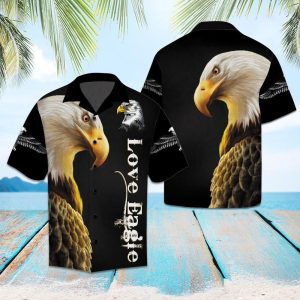 Eagle Black Amazing Design Hawaiian Shirt- For men and women - Fanshubus
