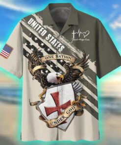 Eagle One nation under God America Hawaiian Shirt - For Men and Women Fanshubus