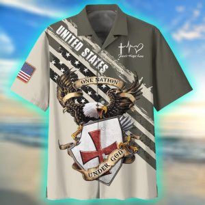 Eagle One nation under God America Hawaiian Shirt- For men and women - Fanshubus
