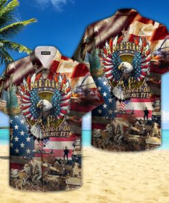 Eagle Patriotic God Bless America Hawaiian Shirt- For men and women - Fanshubus