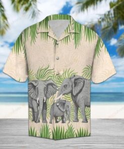 Elephant Family Cream Nice Design Hawaiian Shirt- For men and women - Fanshubus