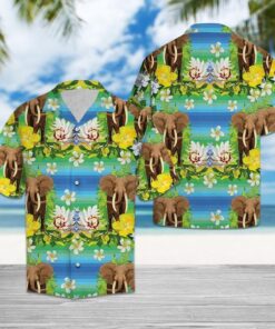 Elephant Tropical Flowers Hawaiian Shirt- For men and women - Fanshubus