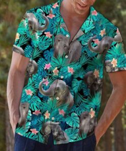 Elephant Tropical Green Best Design Hawaiian Shirt- For men and women - Fanshubus