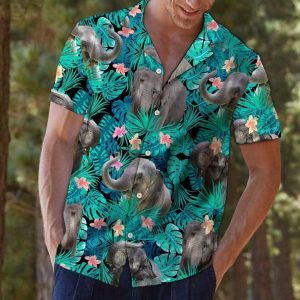 Elephant Tropical Green Best Design Hawaiian Shirt- For men and women - Fanshubus