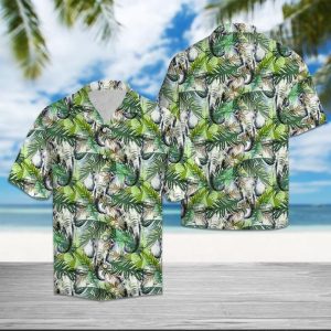 Elephant Tropical Palm Leaves Hawaiian Shirt- For men and women - Fanshubus