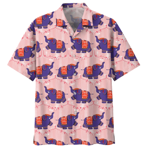Elephant Walking with cute pattern Hawaiian Shirt- For men and women - Fanshubus
