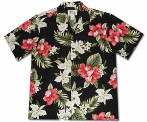 Enchantment Luau Black Hawaiian Shirt Made In Hawaii -  Summer Shirt -  Beach Shirts .