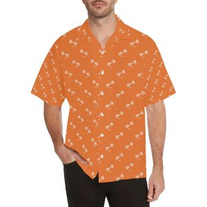 Engine Piston Orange Background Pattern Print Desi Men's All Over Print Hawaiian Shirt- For men and women - Fanshubus