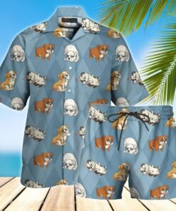 English Bulldog Hawaiian Shirt Set - Unisex