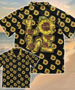 Faith Love Sunflower Flip Flop Hawaiian Shirt- For men and women - Fanshubus