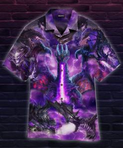 Fantasy Purple Thunder Dragons Hawaiian Shirt- For men and women - Fanshubus