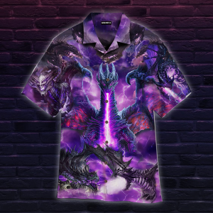 Fantasy Purple Thunder Dragons Hawaiian Shirt- For men and women - Fanshubus
