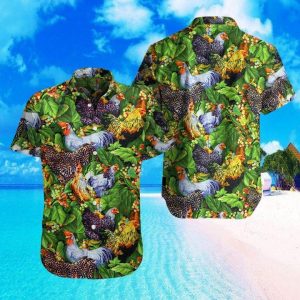 Farm Chicken Pattern Hawaiian Shirt .