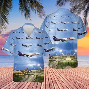 FedEx Express McDonnell Douglas MD-10 Miami International Airport Hawaiian Shirt- For men and women - Fanshubus