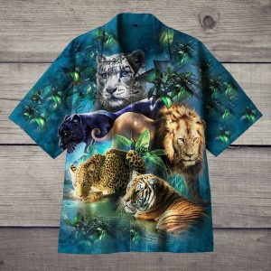 Feline King Of Beasts Hawaiian Shirt | For Men &amp; Women | Adult |- For men and women - Fanshubus