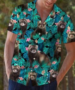 Ferret Tropical Green Unique Design Hawaiian Shirt- For men and women - Fanshubus