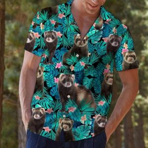 Ferret Tropical Green Unique Design Hawaiian Shirt- For men and women - Fanshubus