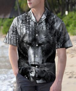 Fighting Bear Black Unique Design Hawaiian Shirt- For men and women - Fanshubus