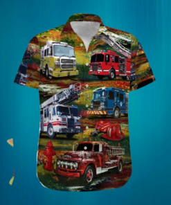 Fire Truck Firefighter Hawaiian Shirt- For men and women - Fanshubus