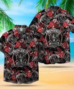 FIREFIGHTER BADGE HAWAIIAN SHIRT  -  Unique Beach Shirt - For Men and Women Fanshubus