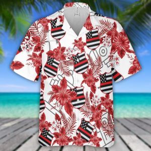 Firefighter Hibiscus Flower Hawaiian Shirt 1- For men and women - Fanshubus