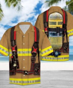 Firefighter Tan Unique Design Hawaiian Shirt- For men and women - Fanshubus