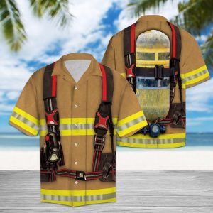 Firefighter Tan Unique Design Hawaiian Shirt- For men and women - Fanshubus