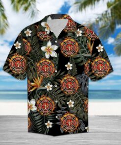 Firefighter Tropical Pattern Hawaiian Shirt- For men and women - Fanshubus