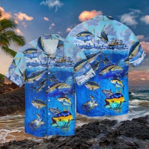 Fish Catching 3D Full Print Hawaiian Shirt Shirt- For men and women - Fanshubus