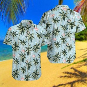 Flamingo And Palm Tree Hawaiian Shirt  -  Hawaiian Shirt For Men  -  Hawaiian Shirt For Women
