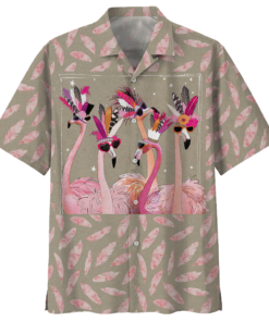 Flamingo Feathers Hawaiian Shirt - For men and women - Fanshubus