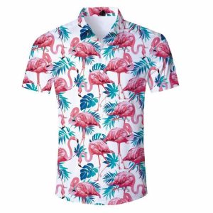 Flamingo Floral Hawaiian Shirt- For men and women - Fanshubus