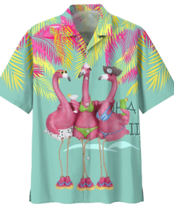 Flamingo Girls Bikini Hawaii Hawaiian Shirt- For men and women - Fanshubus