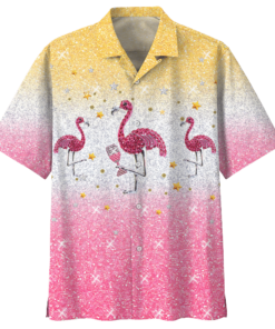 Flamingo Glitter Stone Hawaiian Shirt- For men and women - Fanshubus