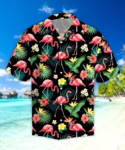 Flamingo Hibiscus Hawaiian Shirt  -  Hawaiian Shirt For Men  -  Hawaiian Shirt For Women