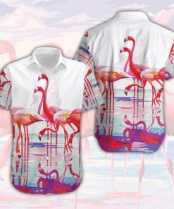 Flamingo Reflection Unisex Hawaiian Shirt- For men and women - Fanshubus