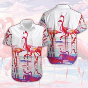 Flamingo Reflection Unisex Hawaiian Shirt - For Men and Women - Fanshubus