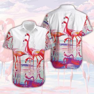 Flamingo Reflection Unisex Hawaiian Shirt | Hawaiian Shirt For Men | Hawaiian Shirt For Women |- For men and women - Fanshubus