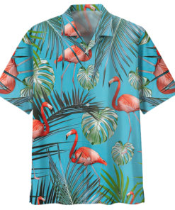 Flamingo Tropical Leaf Hawaiian Shirt- For men and women - Fanshubus