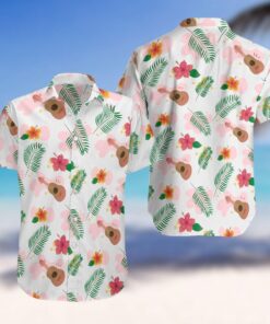 Floral Guitar White Pink Best Design Hawaiian Shirt- For men and women - Fanshubus