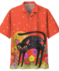 Flower Moon Cat Hawaiian Shirt- For men and women - Fanshubus