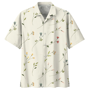 Flowers Botanical Hawaiian Shirt Black - For men and women - Fanshubus