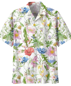 Flowers Botanical Hawaiian Shirt Sport Grey- For men and women - Fanshubus