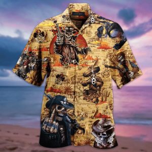 For Men And Women -  Amazing Skull Cowboy Hawaiian Shirt  -  Crazy Funny Hawaiian Shirt  -  Western Vintage Hawaiian Shirt - For Men and Women Fanshubus