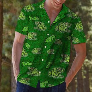 Frog Green Pattern Nice Design Hawaiian Shirt- For men and women - Fanshubus