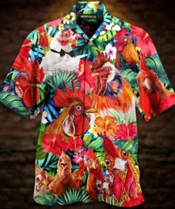 Funny Chicken Hawaiian Shirt .