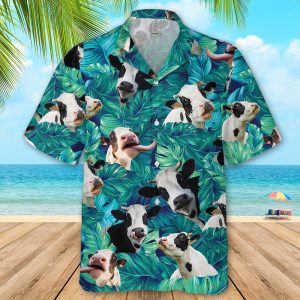 Funny Dairy Cow Cattle Beach Shirt - Hawaiian Shirt - Gift For Dairy Cattle Lovers .