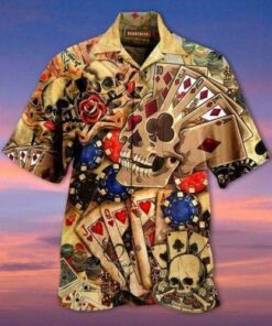 Gabling Poker Fire Skull Hawaiian Shirt - For Men and Women - Fanshubus