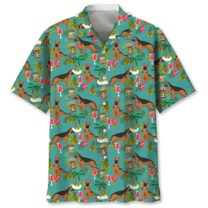 German shepherd Hawaiian Graphic Print Short Sleeve Hawaiian Shirt - For men and women - Fanshubus